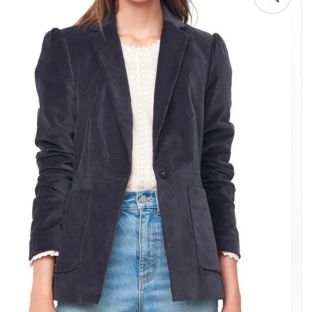 Rebecca Taylor Blue Stretch Velvet Blazer